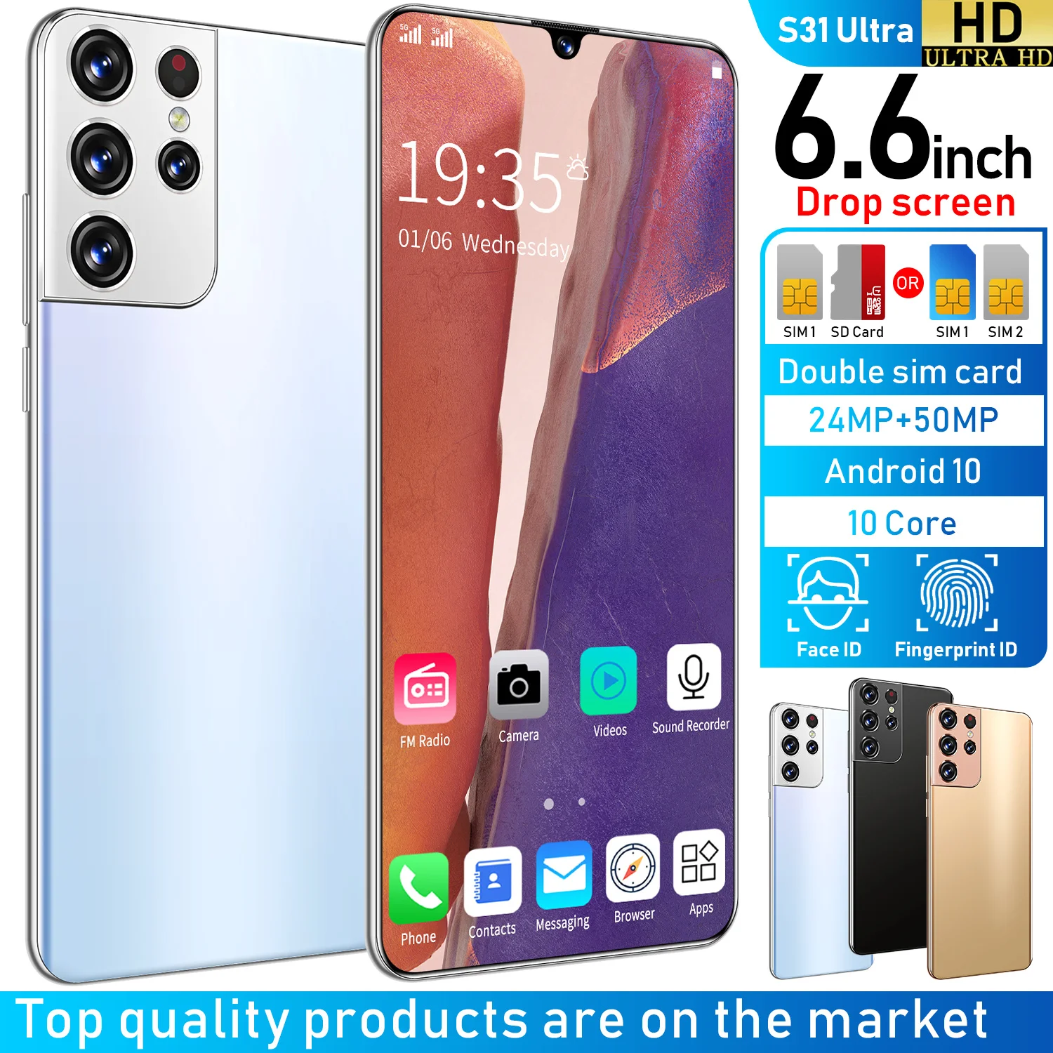

S31 Ultra 6.6 HD Smartphone Memory 12GB+512GB Android10 Camera 24MP+50MP Dual sim dual standby 5G 6000Mah battery Global Version