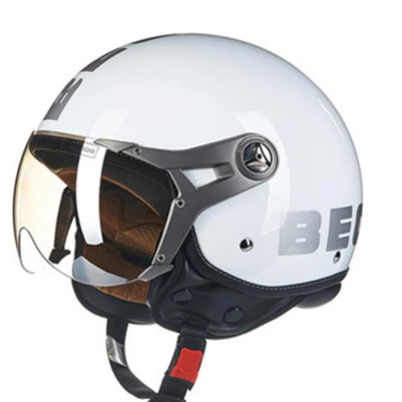 B-100 white Silver BEON мотоциклетный шлем Chopper 3/4 с открытым лицом винтажный шлем Moto Casque Casco Capacete для мужчин и женщин скутер мотоциклетный шлем - Цвет: B-100 white Silver