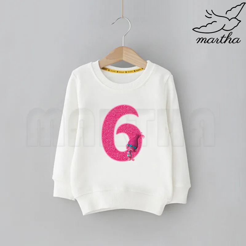 Детские свитшоты с рисунком троллей и цифрами на день рождения детские толстовки