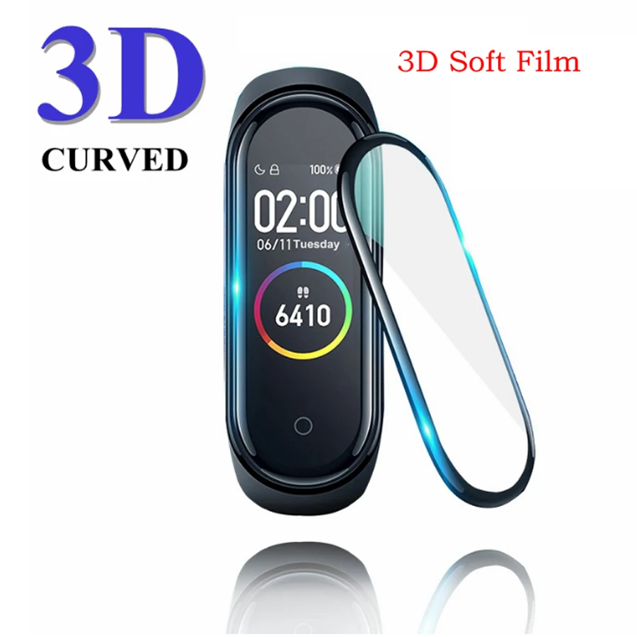 Защитная 3d пленка для Xiaomi Mi Band 4 мягкое стекло miband полное покрытие защита экрана