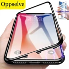 Роскошный Магнитный поглощающий чехол для телефона iPhone X Xs Max Xr 8 7 6 S 6 S Plus, металлический магнитный поглощающий чехол из закаленного стекла