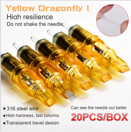 1 шт. 20 шт./кор. YILONG желтый Стрекоза я татуировки иглы картридж игла для коррекции