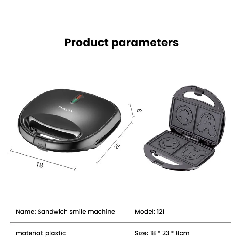 

Household Electric Sandwich Maker Bread Baking Toaster Home Double-sided Heating Multifunctional Breakfast Machine Egg Cake Oven
