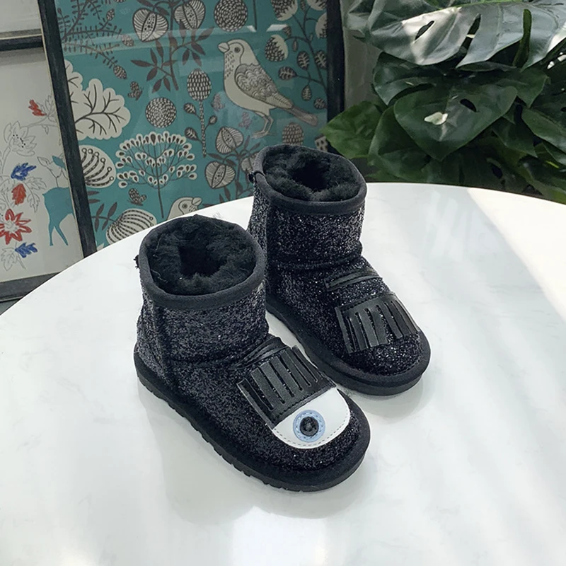 Dolakids/Плюшевые ботинки с рисунком для малышей Модные детские зимние Обувь