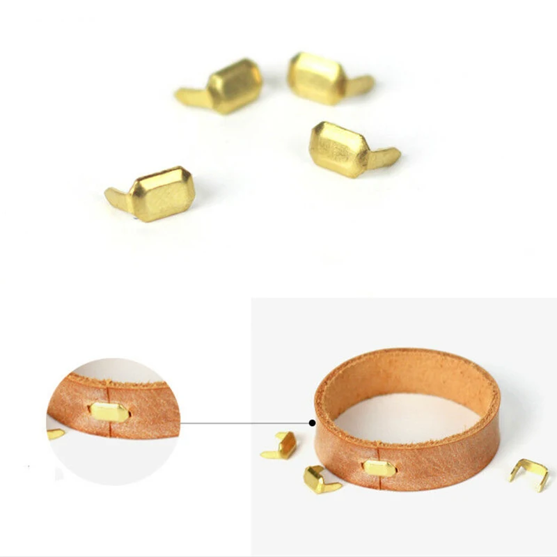 20 шт. латунные кожаные скобы с двумя зубцами для крепления ремня|Заклепки одежды|