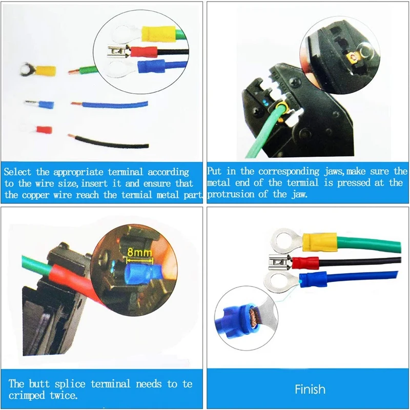 

GTBL Crimping Tool Set Ratchet Crimping Plier with 700 Terminal Insulated Connectors 0.5-1.5mm 1.5-2.5mm 4-6mm Kit