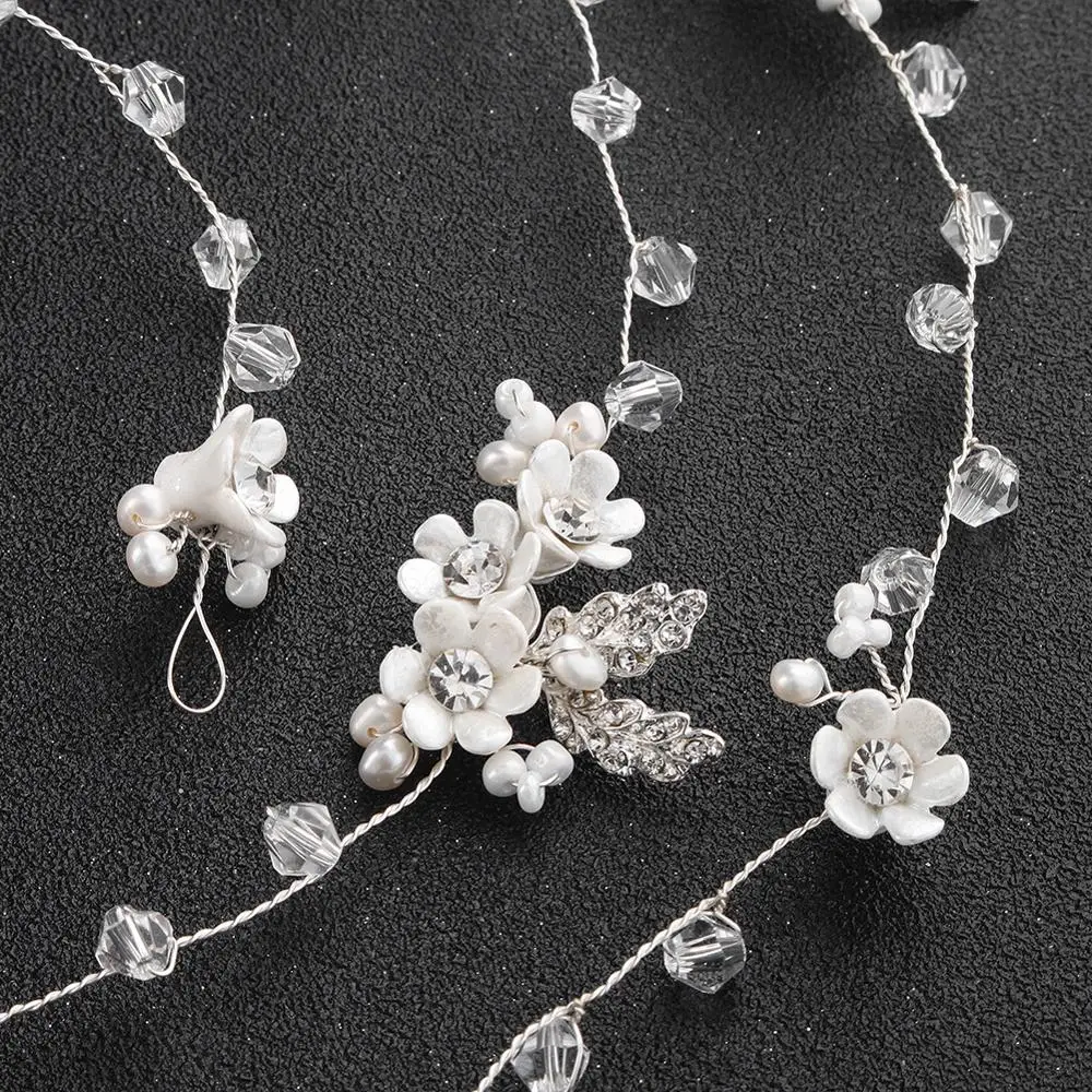 Обруч для волос Женский серебристый с кристаллами ручной работы | Украшения и