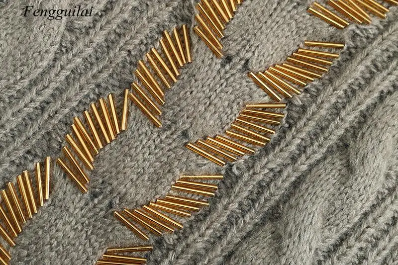 

2021 Autumn Winter New Pullover Lazy Style Fashion Sweet Sweater Metal Decorative Street Wear