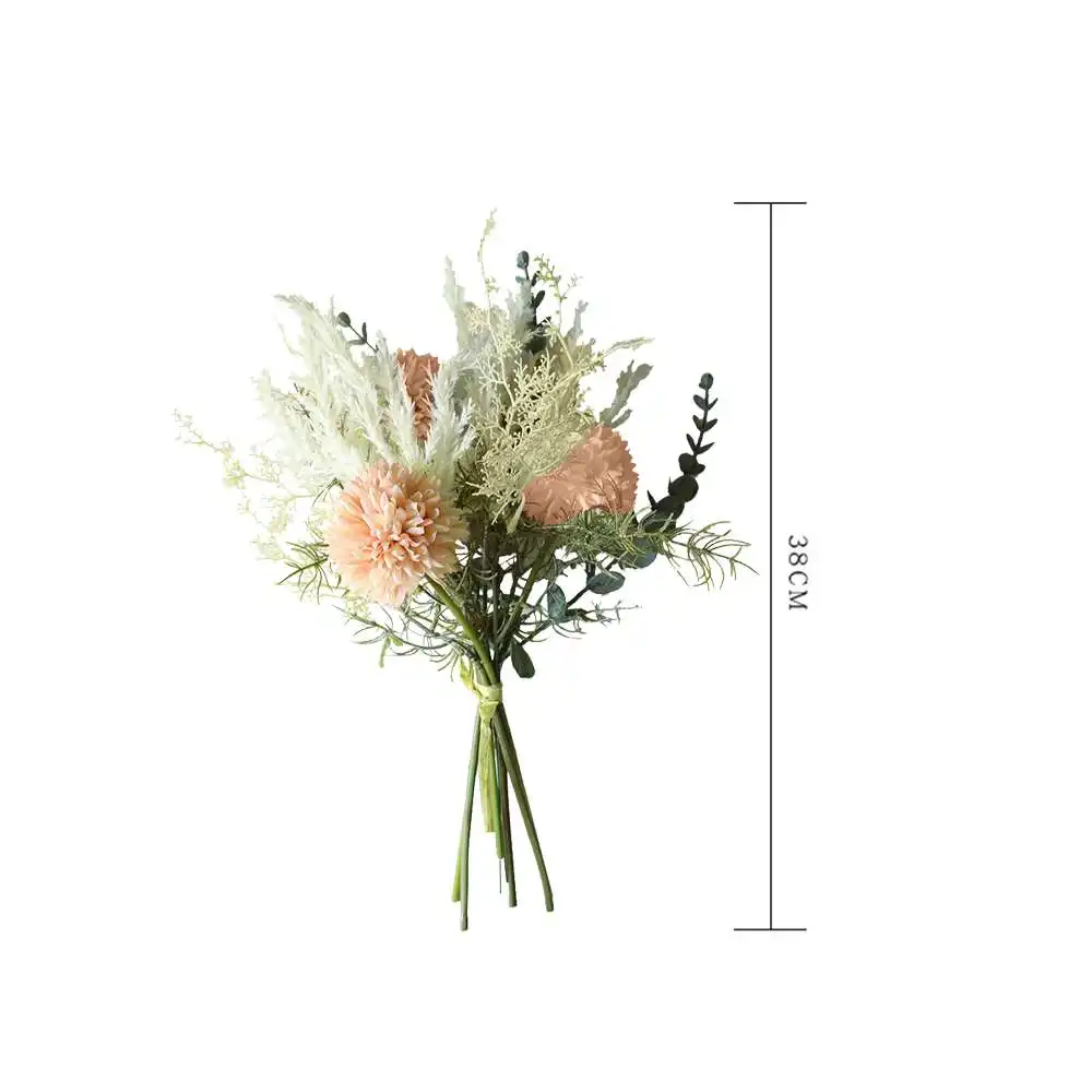 

NEW White Artificial Flowers High Quality Silk Dandelion Plastic Eucalyptus Hybrid Bouquet Wedding Home Decoration Fake Flower