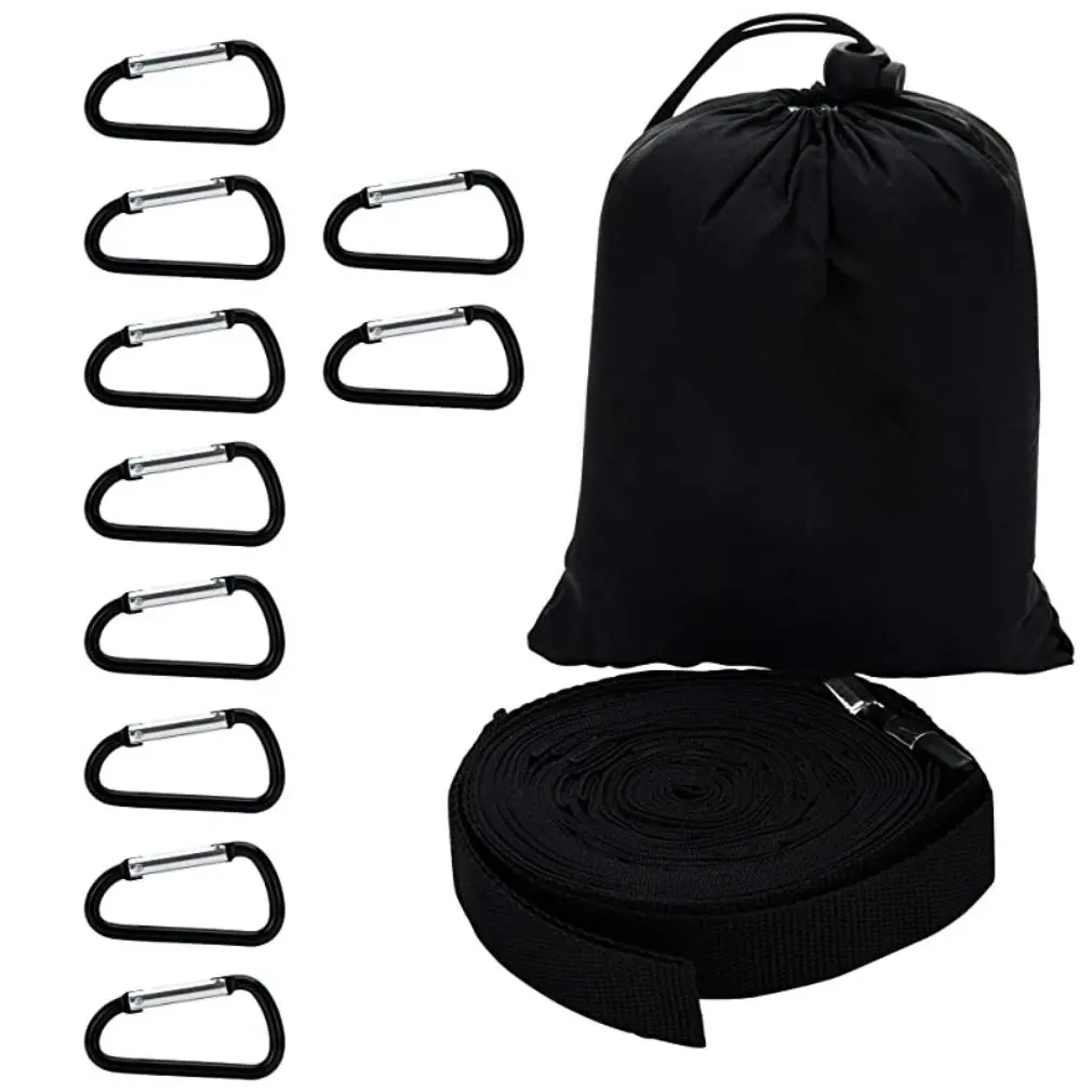 

Travel Portable Nylon Multi-function Belt Hook Rope With 10 D Buckles + Storage Bag Windproof Clothes Belt