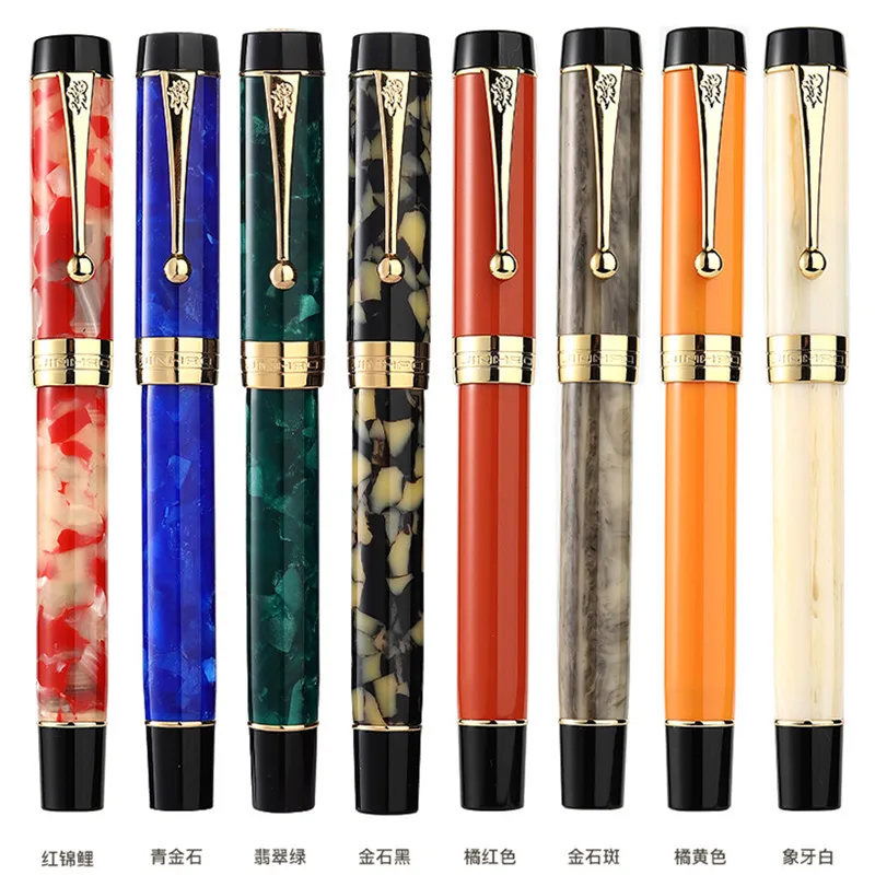 Jinhao 100 Centennial Resin Fountain Pen EF/F 18KGP M / Bent Nib 0.5 /1.2mm with Converter Golden Clip Business Office Gift Pen