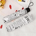 Мужской зонтик с масляной росписью, газетный рисунок, черное покрытие, ветрозащитный зонтик, дождевик для женщин и мужчин, 3 складных уличных зонта