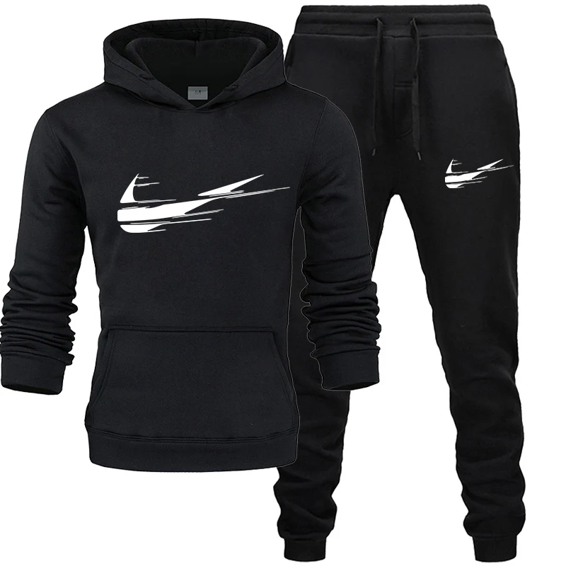 

2021 track suit men's suit winter hoodie pants 2-piece suit fashion new men's sweatshirt sports jogging hooded sweatpants suit