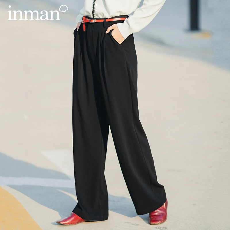 Женские широкие брюки для фитнеса повседневные черные с высокой талией занятий