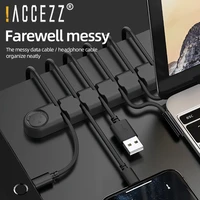 accezz 46 holes cable organizer for keyboard mouse headphones holder flexible wire winder silicone cable tidy management clips