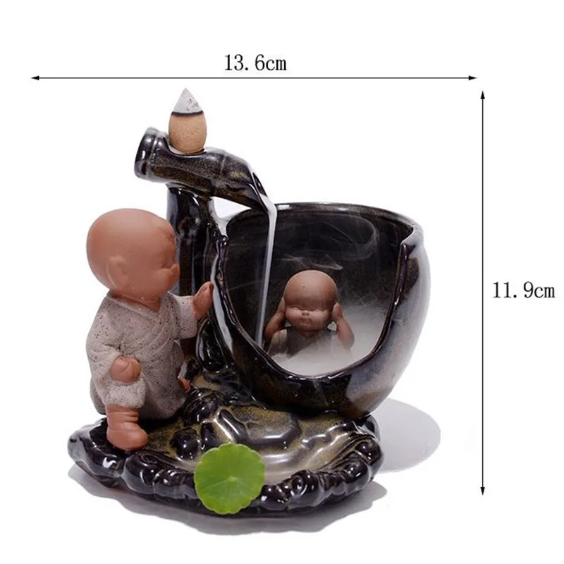 Керамический обратный поток ладана горелка монах Маленький Будда держатель