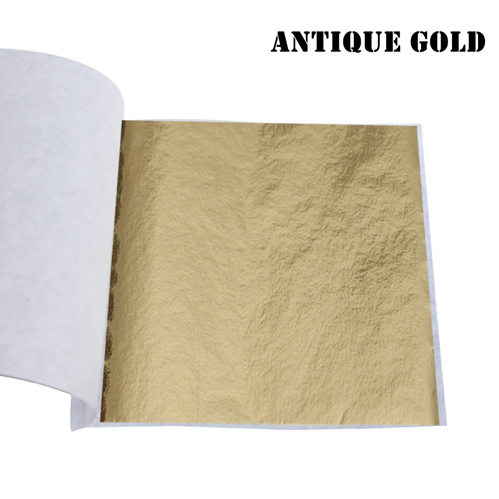Antique Gold 10 шт., листы из искусственного золотого листа, бумага из фольги, позолота для художественных работ, статуя, украшение для ногтей, цветная бумага из золотого листа, фольга 8X8,5 см - Color: Antique Gold