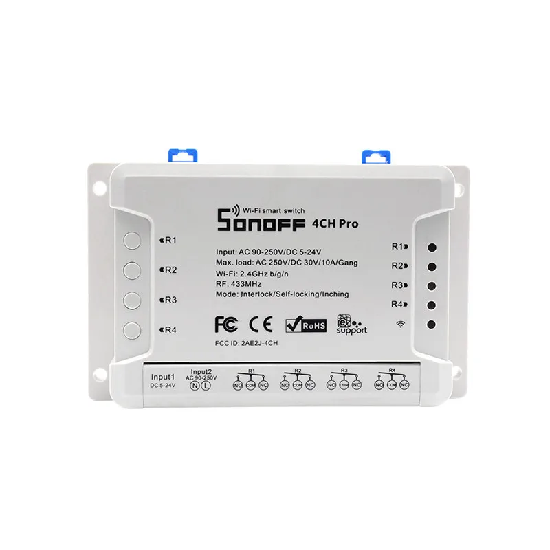 Sonoff 4CH Pro R2 умный дом Wifi переключатель 4 банды инчирование самоблокирующийся интерлок eWelink, приложение управление умным приложением дистанционный переключатель