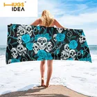 Пляжное полотенце с цветочным рисунком черепа для взрослых, большое полотенце для спортзала, бассейна, коврик для йоги, модное летнее одеяло в готическом стиле для серфинга