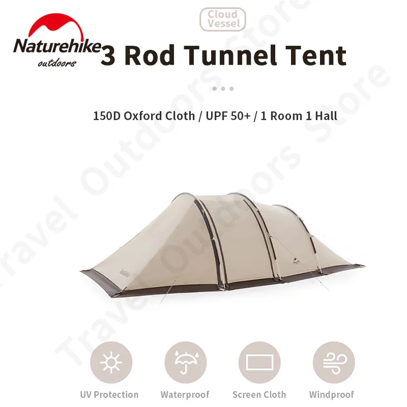 

Naturehike KR 4-5 Persons Large Tunnel Tent Camping Portable 150D Oxford Cloth With Snow Skirt 12 ㎡ Super Hall Outdoor Picnic