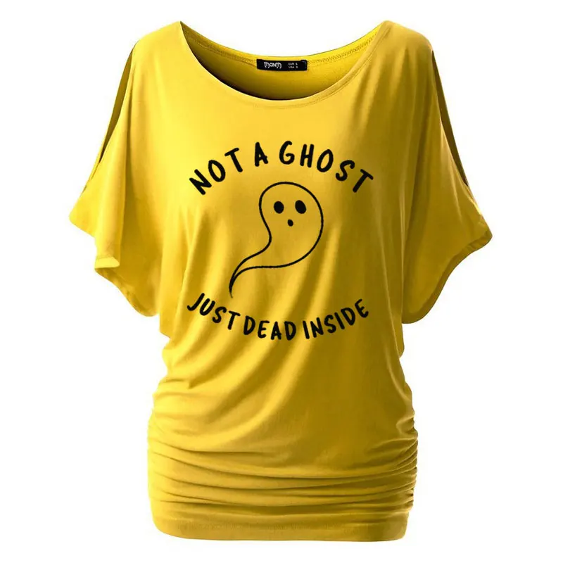 Футболка Хлопковая женская в стиле Хэллоуин с рукавом летучая мышь | Женская