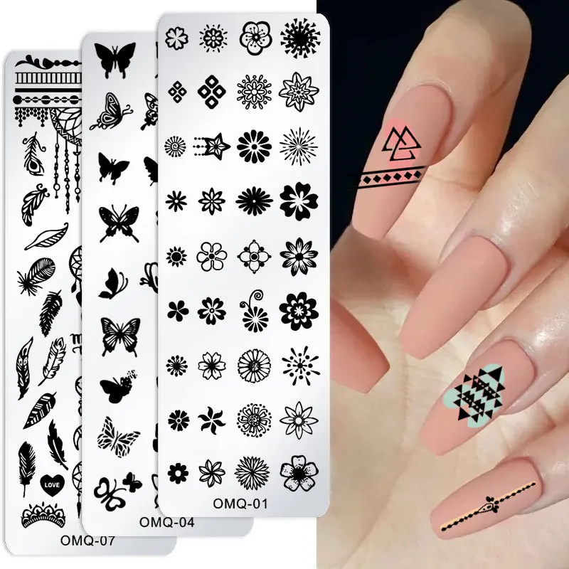 

Japanese Nail Art Printing Template Marbled Christmas Snowflake Butterfly Flower Nail Art Printing Steel Plate Tool