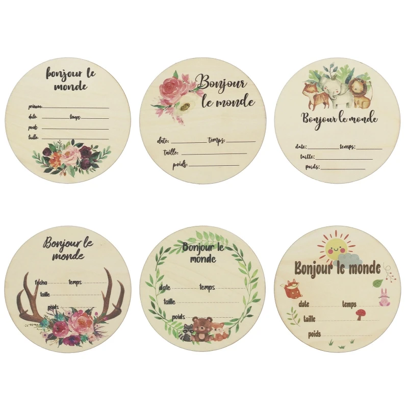 

Baby Month Milestone Card Kasi French Letters Floral Printed Newborn Birth Monthly Birthday Recording Card Infant Props Toy K92D