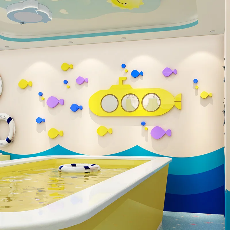 

WS186 подводная лодка акриловые наклейки на стену для Бассейн Ванная комната макет матери и ребенка магазин наклейки для стеклянных дверей