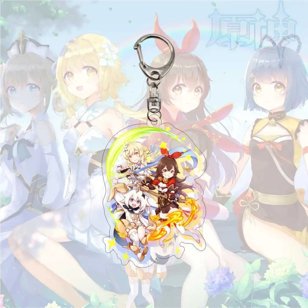 

Genshin Impact Keychain Anime Game Player Figure Romantic Comic Acrylic Pendant Keyring Bag Car Kids Girl Fans Collect Gifts