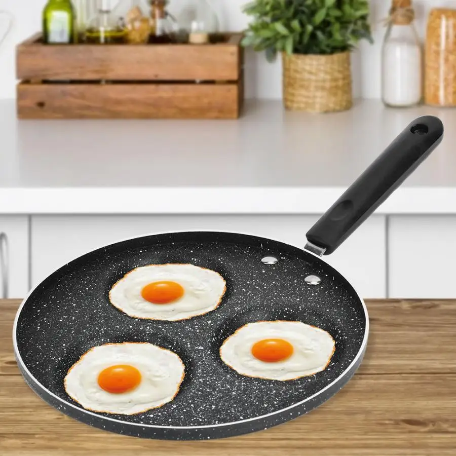 

wok 3 Round Holes Non Stick Coating Eggs Frying Pan Home Kitchen Cookware Breakfast Cooking Tool Kitchen Appliance