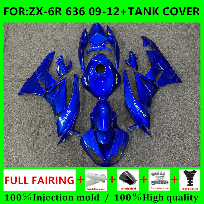 

New ABS Motorcycle Fairings + tank cover Kit for kawasaki Ninja ZX-6R ZX6R 09 10 11 12 636 2009 2010 2011 2012 fairing set blue