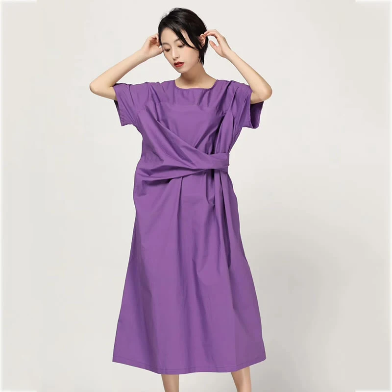 [XITAO] 2019 Новое Европейское повседневное свободное однотонное платье с короткими
