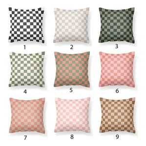 Sofa Living Room Home Decor 18x18 Nordic Decorative Pillowcase Velvet Pillow Cover Checkerboard Cushion Cover
