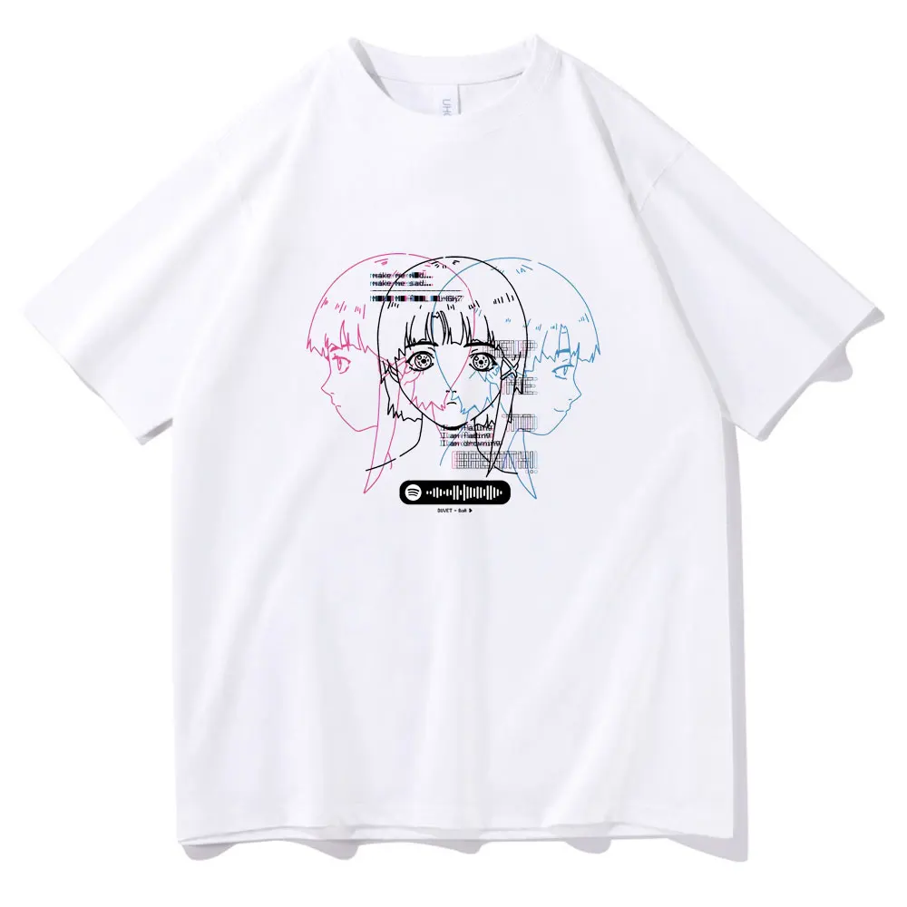 

ASCII Serial Experiments Lain T-Shirt Men Glitch Iwakura Manga Weeb Girl Sci Fi Harajuku Tee Shirt Crew Neck Short Sleeve Tshirt