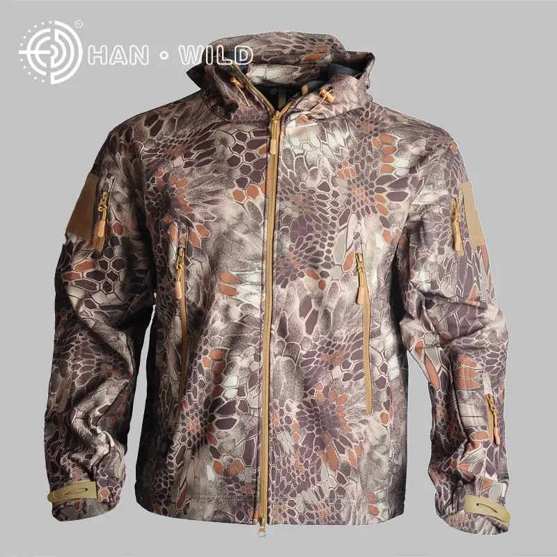 Одежда для охоты, для улицы, Акула, кожа, tad v4, тактическая, millitary, флисовая куртка, костюм для мужчин, водонепроницаемая, Боевая куртка - Цвет: Desert Python