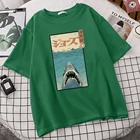 Футболка Ukiyoe в стиле ретро с принтом акулы, женский модный дышащий Топ, летние футболки для отдыха, большие размеры S-Xxxl, женские футболки