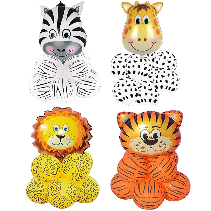 

44pcs Jungle Safari Theme Balloon Set Zebra Giraffe Ballon Zoo Animals Party Kids Boy Birthday Baby Shower Decor