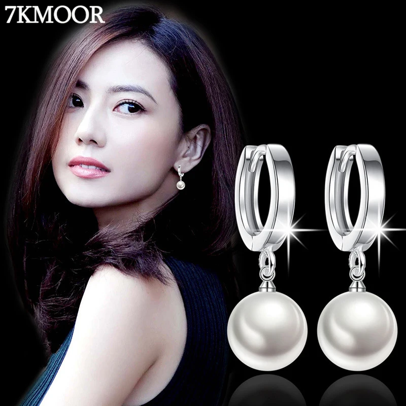

7KMOOR Fine Earring 925 Sterling Silver Luxury Opal Water Drop Pendant Dangle Earrings Crystal Long Ear Hook Earrings For Women