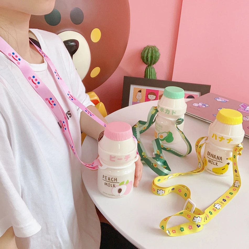 Симпатичная бутылка для воды с плечевым ремнем вакуумная фляжка широким