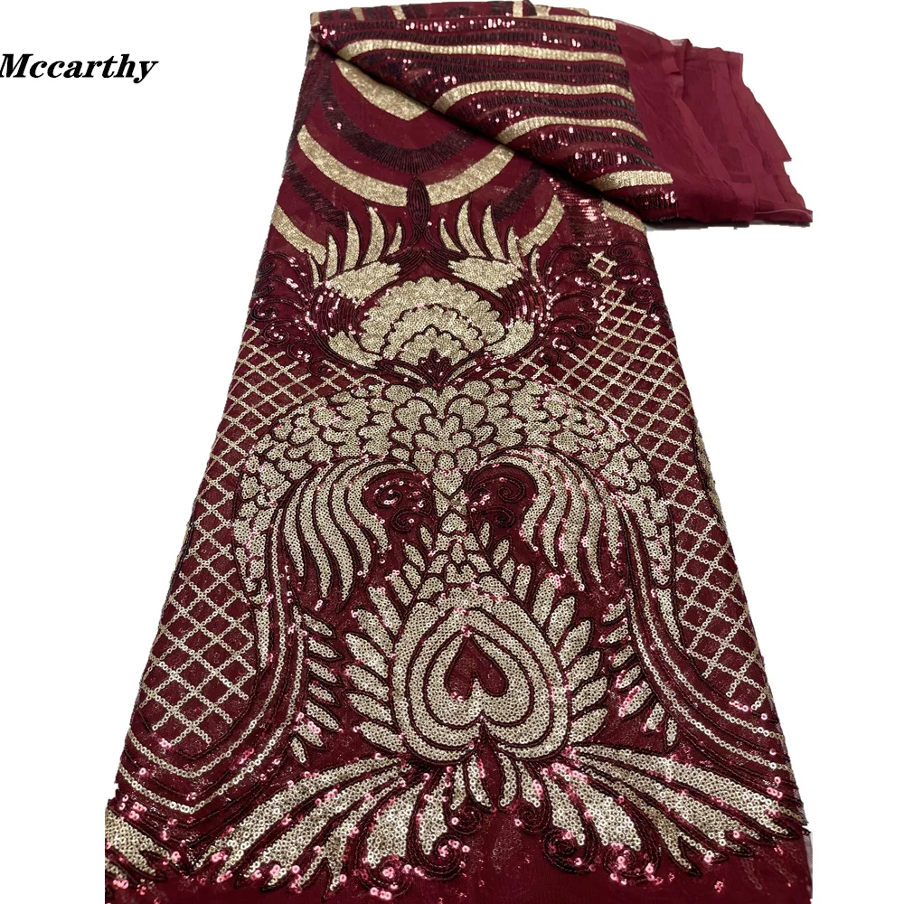 

Mccarthy Latest African Lace Fabric 2021 Glitters Net Lace French Lace Fabric Nigerian Lace Tulle Lace Sequins For Party Wedding