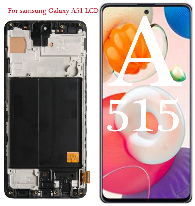 Montaje de Sensor digitalizador para m&oacute;vil, pantalla LCD con marco para samsung Galaxy A51, A515, A515F, A515F/DS,A515FD, A515F-0