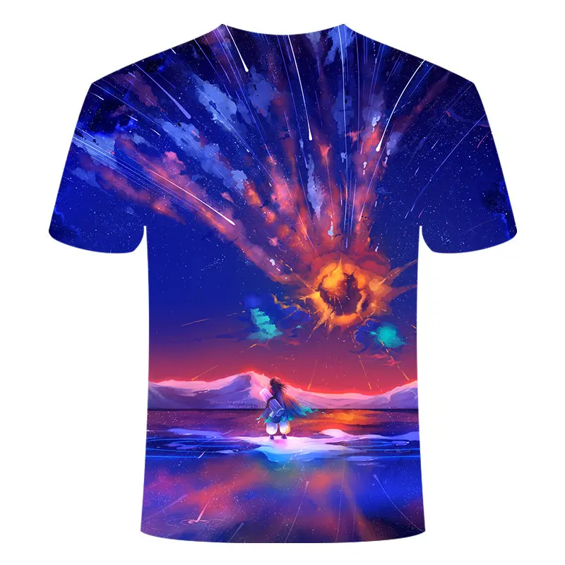 TX066 Blue Flaming tshirt Men/Women t shirt 3d t-shirt Casual Tops Anime Streawear Short Sleeve Tshirt Asian Plus-Size men's clothing - Цвет: TX066