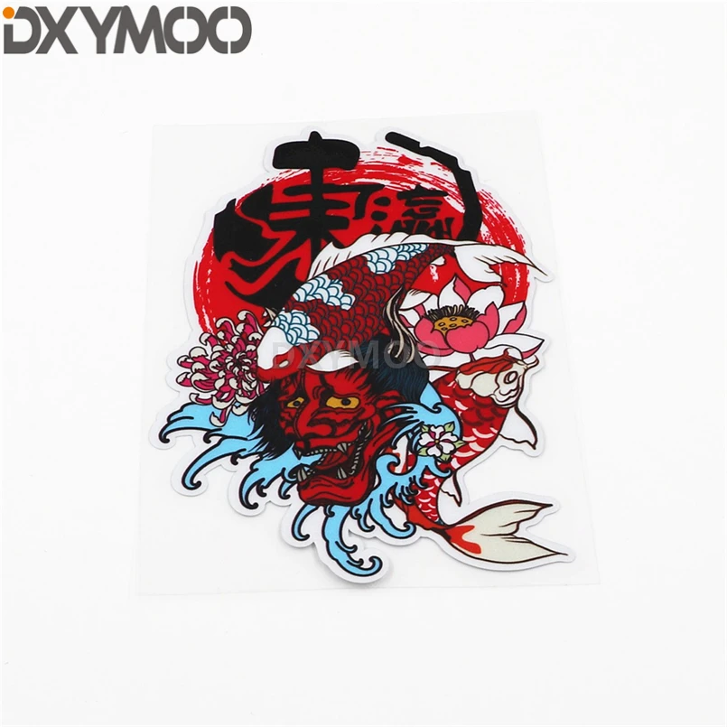 Автомобильный Стайлинг виниловая наклейка Ukiyo-e JDM Doulde Face Carp Fish Koi Lotus Fuji горный