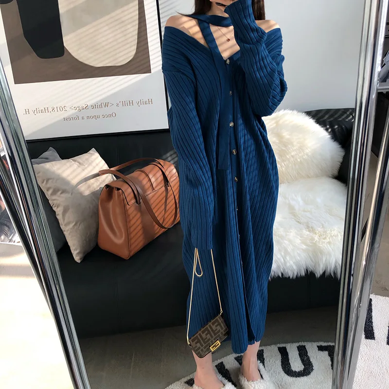 

Кардиган женский вязаный Lugentolo, с поясом, с длинным рукавом