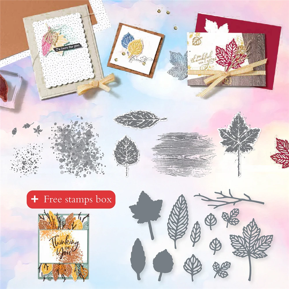 

Leaf Metal Cutting Dies And Photopolymer Stamps Stencil For Scrapbooking DIY Embossed Decorative Paper Card Handmade Knife Mold