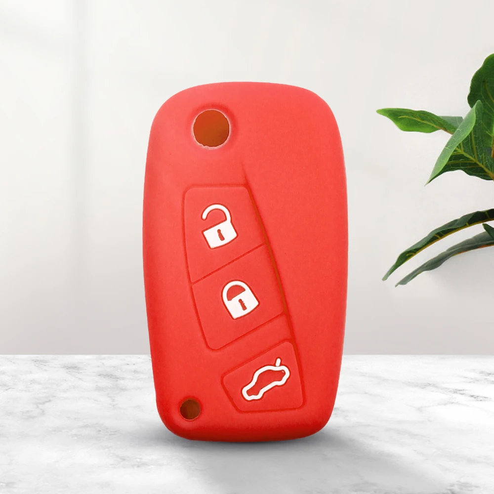 

KEYYOU For FIAT Panda Stilo Punto Ducato Doblo Minibus Grande Bravo 500 Key Fob Silicone Rubber Car Key Cover Case 3 Buttons