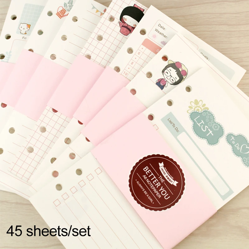 

Promotion Cute Weekly Monthly Planner Refill Diary Journal Filler Paper Filofax A5A6A7 Random Blind Box Color Paper Stationery