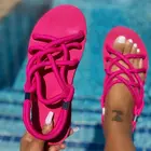 Сандалии-гладиаторы 43 женские без шнуровки, удобные пляжные туфли на платформе, без застежки, плетеные, для творчества, лето 2021