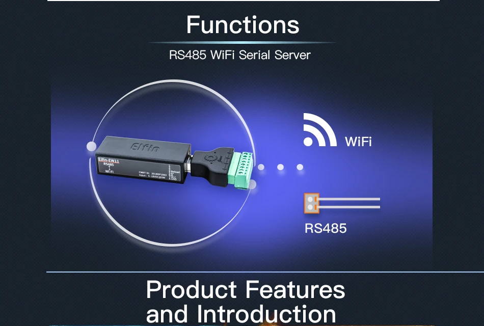 Elfin-EW11 последовательный порт TCP RS485 WiFi устройство Серверный модуль IP Telnet Modbus протокол TCP передача данных через WiFi