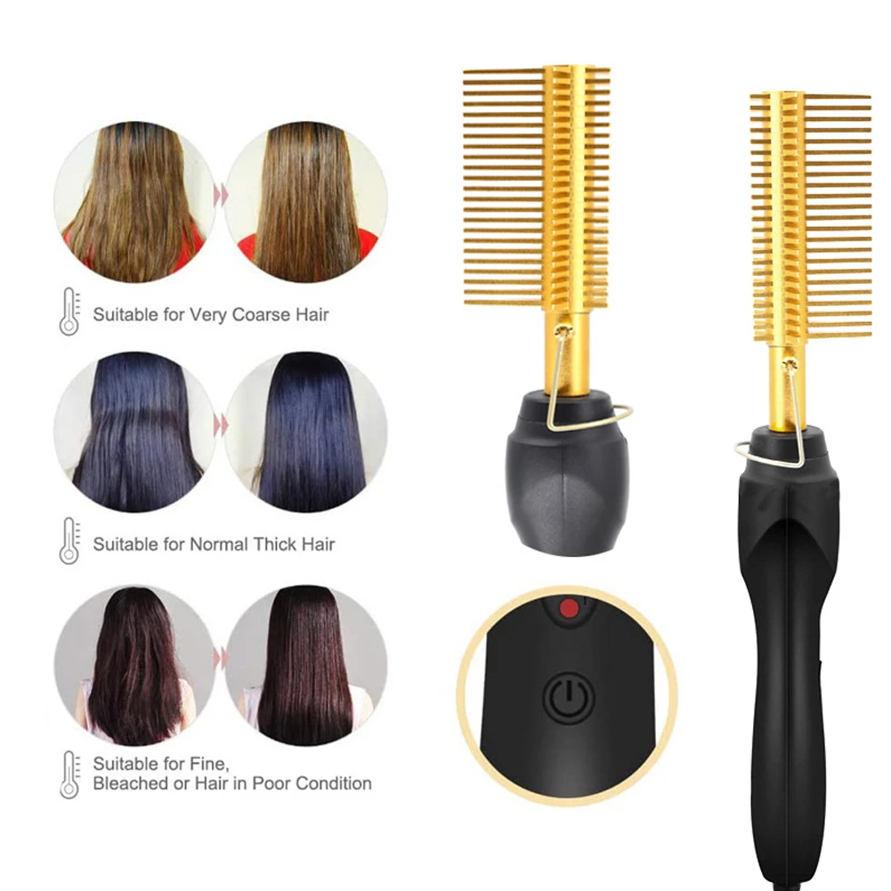 

Electric Hair Straightener Curler Hot Electric HeatingMultifunction Wet Dry Comb For Black Hair Style2 Iron Hair Curler Comb